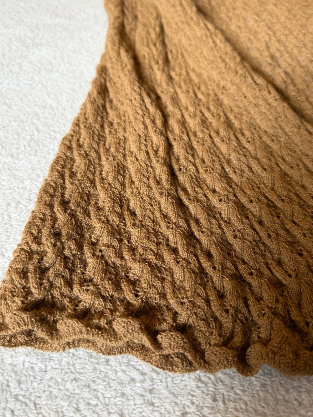 Kuna | 100% Baby Alpaca Longline Open Cardigan Tan Textured Knit | M - Picture 9 of 13